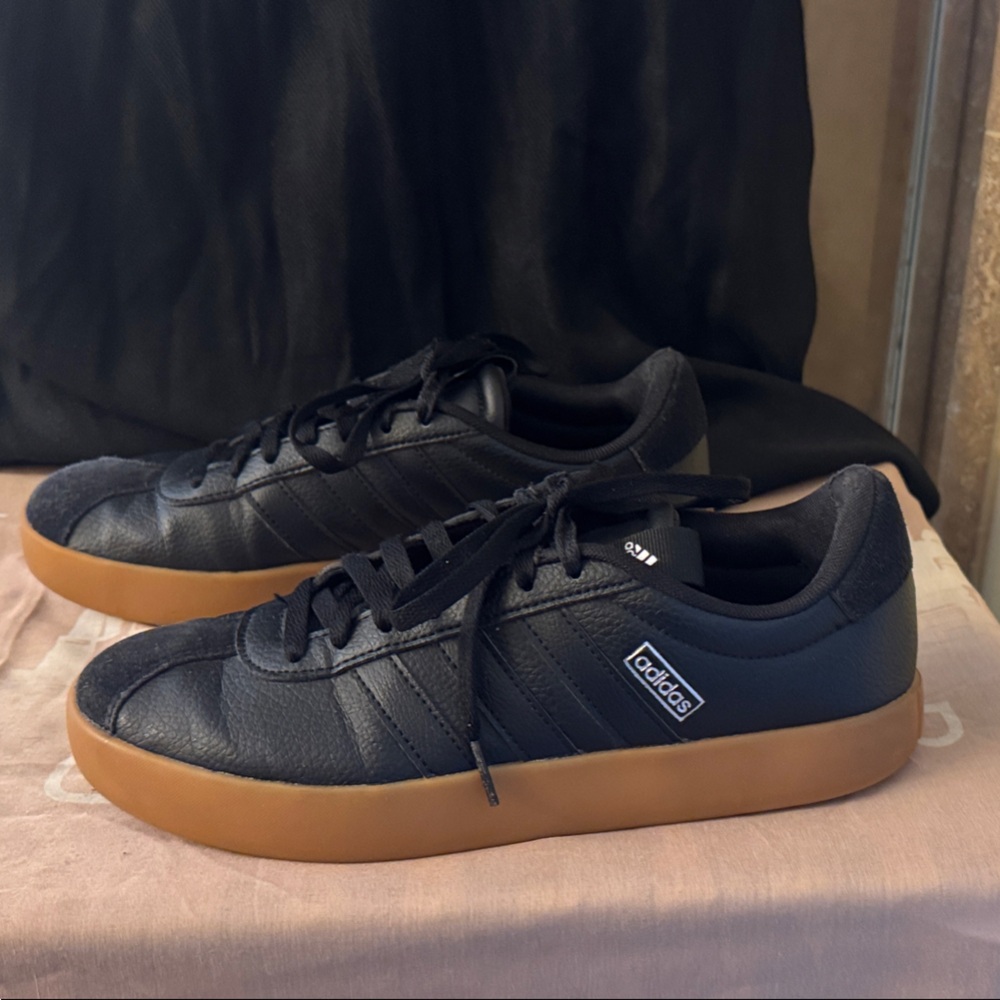 Adidas women's Black Sneakers with Tan Sole